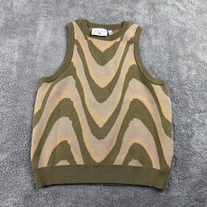 DAISY STREET  Sleeveless Fine Knit Jersey Tank Top Vest Womens XS Green Beige